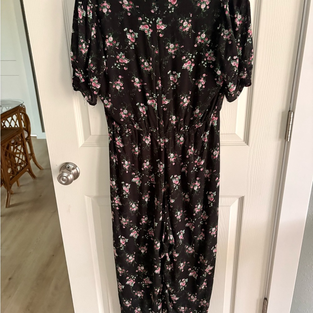 Vintage Women's Black Floral Jumpsuit